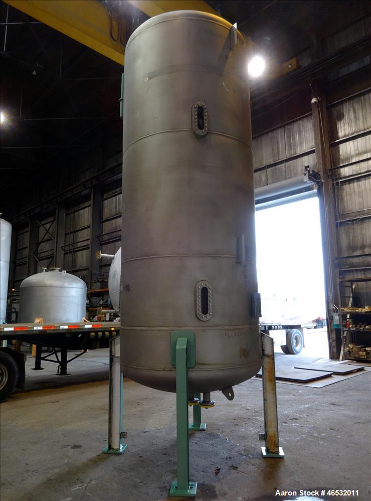 Unused- Graver Water Systems Approximate 3000 Gallon Exhausted Resin Storage Vessel. Manufactured by Kennedy Tank, 304/304L stainless steel, vertical. 72" Diameter x 168" straight side, dished top an...