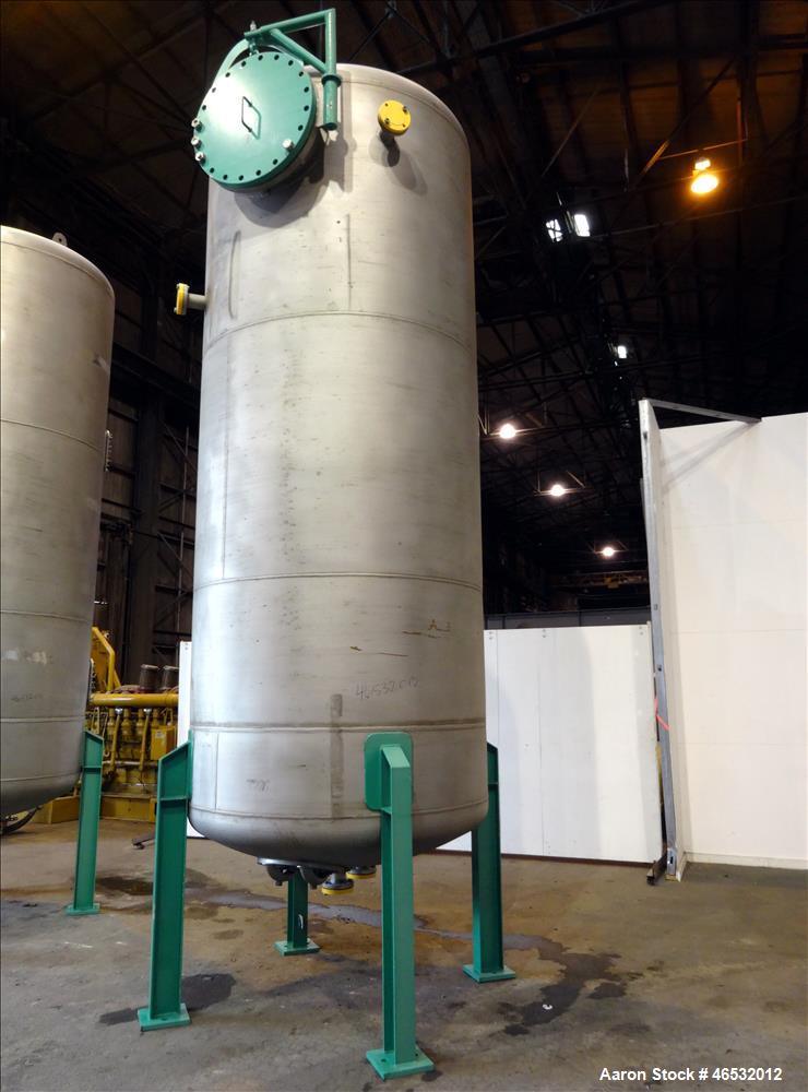 Unused- Graver Water Systems Approximate 3000 Gallon Fresh Resin Storage Vessel. Manufactured by Kennedy Tank, 304/304L stainless steel, vertical. 72" Diameter x 168" straight side, dished top and bo...