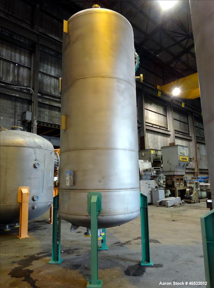 Unused- Graver Water Systems Approximate 3000 Gallon Fresh Resin Storage Vessel. Manufactured by Kennedy Tank, 304/304L stainless steel, vertical. 72" Diameter x 168" straight side, dished top and bo...