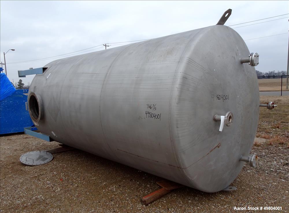 Used-Kennedy Tank, Approximate 3,500 Gallon, 7' Diameter x 15' High, Vertical, Stainless Steel. Dished Heads. (4) Angle iron...