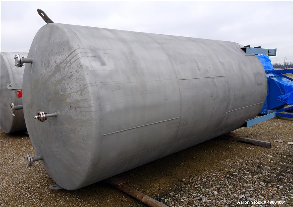 Used-Kennedy Tank, Approximate 3,500 Gallon, 7' Diameter x 15' High, Vertical, Stainless Steel. Dished Heads. (4) Angle iron...