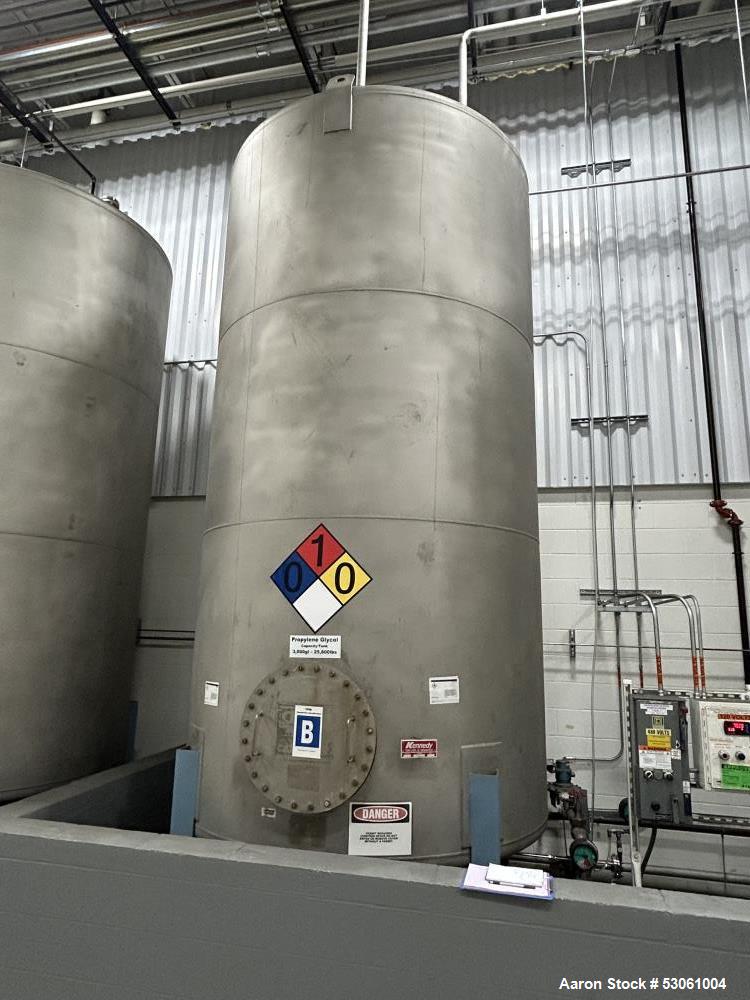 Used 3,000 Gallon Kennedy Holding Tank, Approx. 153" straight side, 84" diameter,Approx 183" overall height. Various top openings, 20" side bottom bolted manyway entrance, 3" center bottom outlet w/ ...