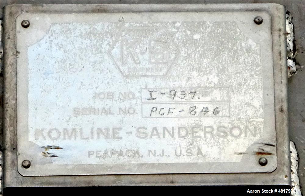Used Komline-Sanderson Tank, Approximate 1500 Gallon, 316 Stainless Steel, Vert