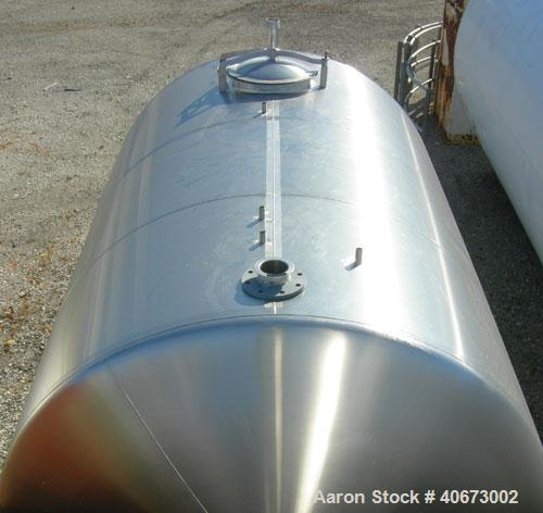 Used L'Hoir Incorporated Tank, 3,602 Gallon (3000 Imperial), 304 stainless steel, horizontal. Approximately 91 1/2" diameter x 120" straight side, dished heads. 2 internal CIP spray balls.  Openings:...