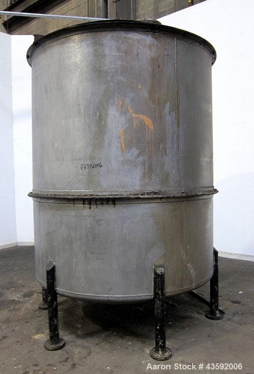 Used L. Lawrence Tank, 2000 Gallon, 316 Stainless Steel, Vertical. Approximately 78” diameter x 90” straight side (56” bolt- on top section), bolt-on flat top with (2) 1/3 hinged covers, dished botto...