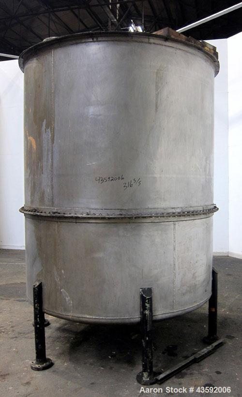 Used L. Lawrence Tank, 2000 Gallon, 316 Stainless Steel, Vertical. Approximately 78” diameter x 90” straight side (56” bolt- on top section), bolt-on flat top with (2) 1/3 hinged covers, dished botto...