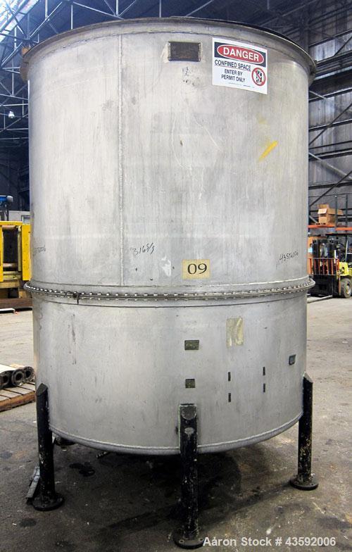 Used L. Lawrence Tank, 2000 Gallon, 316 Stainless Steel, Vertical. Approximately 78” diameter x 90” straight side (56” bolt- on top section), bolt-on flat top with (2) 1/3 hinged covers, dished botto...