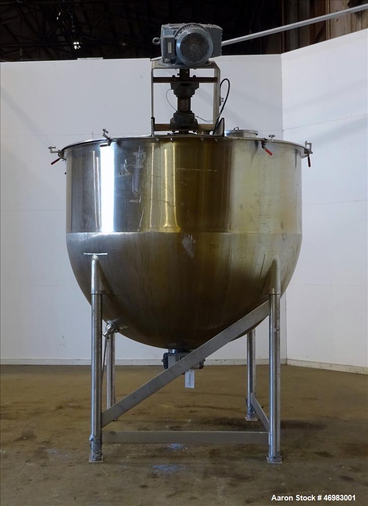 Used- Lee Industries Mixing Tank, 1000 Gallon,  Model # 1000 A5S, 316 Stainless