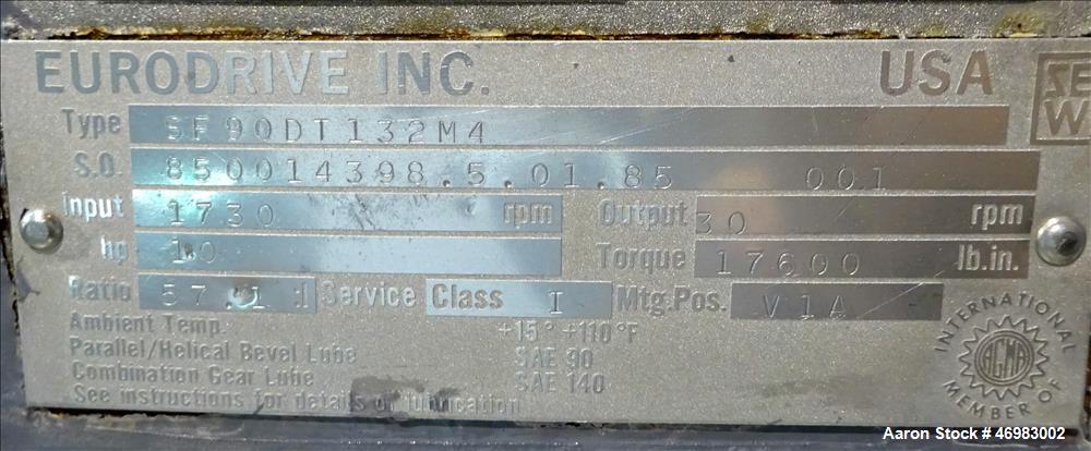 Used Lee Industries Mixing Tank, 1000 Gallon,  Model # 1000 A5S, 316 Stainless