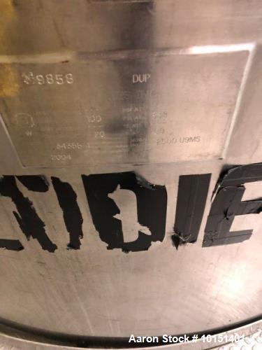 Used Lee Industries Approximately 2,500 Gallon 304 Stainless Steel Jacketed Doub