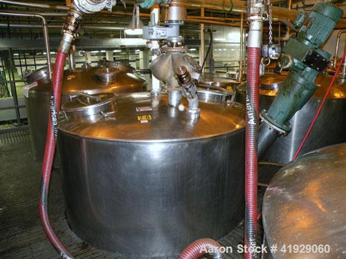 Used Lee Metal Products Tank, 1500 Gallon, stainless steel, vertical. 76" diameter x 56" straight side. Dished top, hemisperical bottom. Approximate 92" overall depth. Top side wall angled entering L...