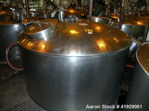Used Lee Metal Products Tank, 1500 Gallon, 316 Stainless Steel, Vertical. 76" Diameter x 56" straight side, 304 stainless steel dished top, hemisperical bottom. Approximate 92" overall depth. Opening...