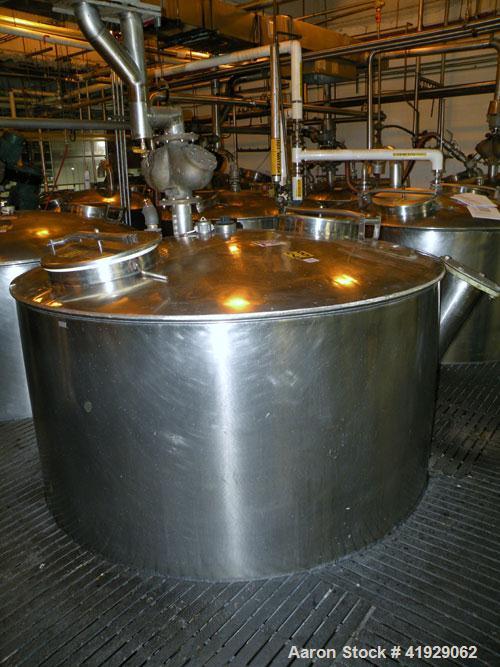 Used Lee Metal Products Tank, 1500 Gallon, 316 Stainless Steel, Vertical. 76'' Diameter x 56'' straight side, 304 stainless steel dished top, hemisperical bottom. Approximate 92'' overall depth. Open...