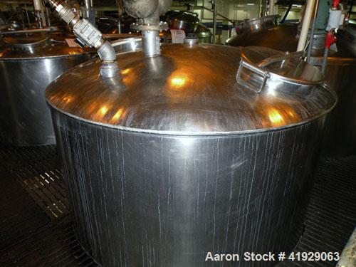 Used Lee Metal Products Tank, 1500 Gallon, 316 Stainless Steel, Vertical. 76" Diameter x 56" straight side, dished 304 stainless steel top head, hemisperical bottom. Approximate 92" overall depth. Op...