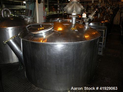 Used Lee Metal Products Tank, 1500 Gallon, 316 Stainless Steel, Vertical. 76" Diameter x 56" straight side, dished 304 stainless steel top head, hemisperical bottom. Approximate 92" overall depth. Op...