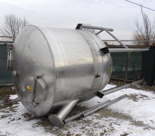 Used Lee Metal Products Tank, 1500 Gallon, 316 stainless steel, vertical. 76" diameter x 56" straight side. Dished 304 stainless steel top head, hemisperical bottom. Approximate 92" overall depth. Op...