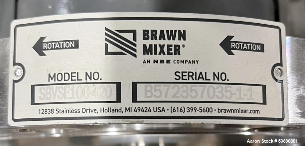 Unused 1,260 Gallon equivalent to 40 BBL 304 Stainless steel agitated Tank fabri