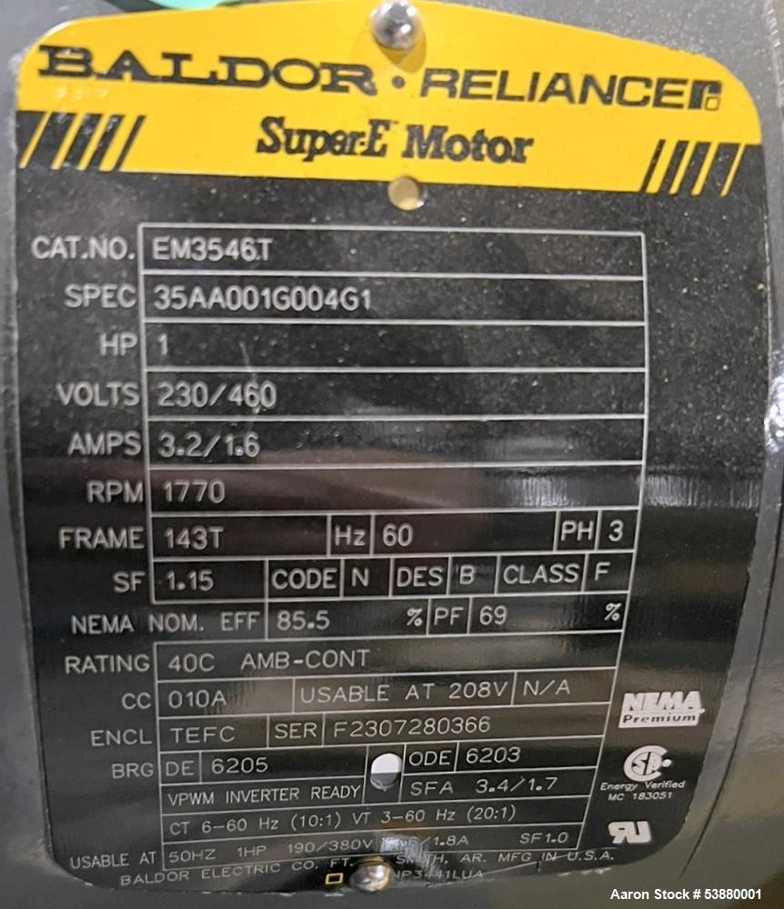 Unused 1,260 Gallon equivalent to 40 BBL 304 Stainless steel agitated Tank fabri
