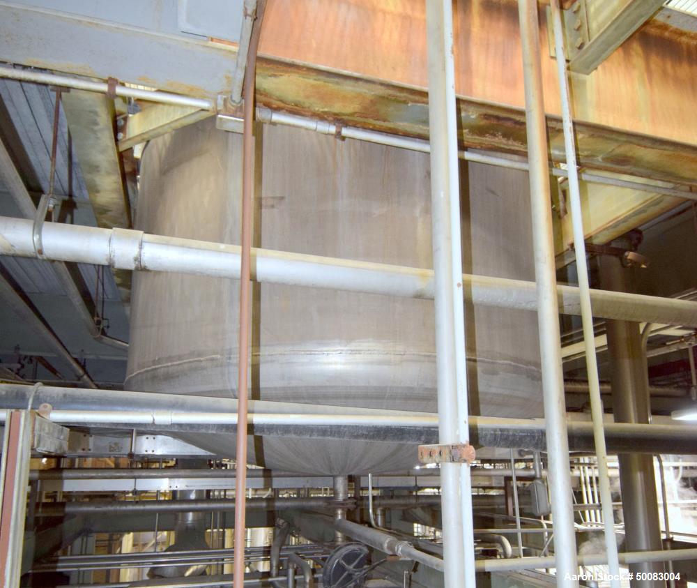 Used-Mason Steel Tank, Approximately 2,500 Gallons, 316 Stainless Steel, Vertical. Approximate 96" diameter x 74" straight s...