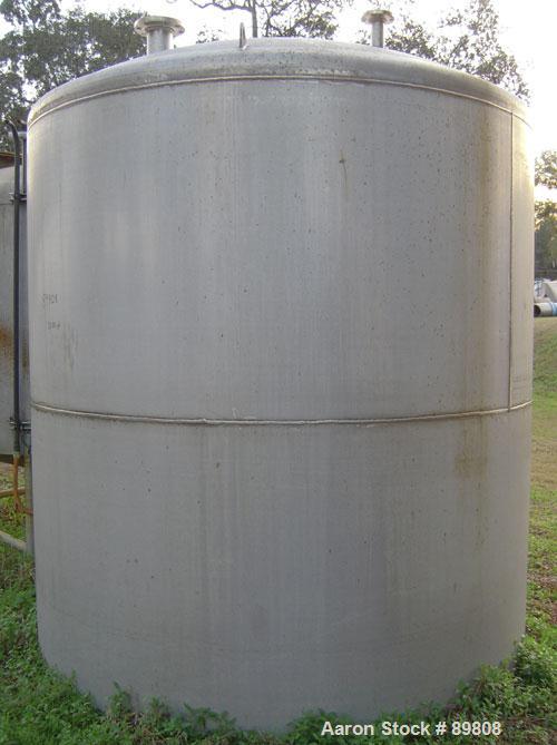 Used- Metal Equipment Company Tank, 3,000 gallon, stainless steel, vertical. Approximate 96" diameter x 96" straight side. D...