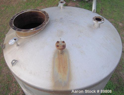 Used Metal Equipment Company Tank, 3,000 gallon, stainless steel, vertical. Approximate 96" diameter x 96" straight side. Dish top, flat bottom. Openings:  top (2) 2", 4", 1", 24" manway with no cove...