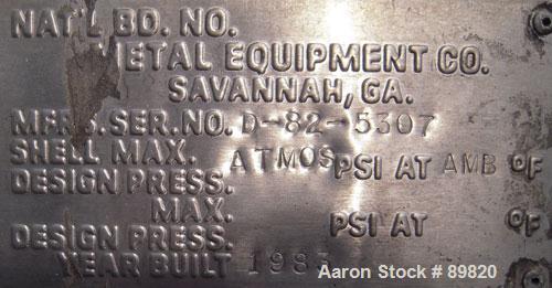 USED: Metal Equipment Company Tank, approximately 1,700 Gallons, Stainless Steel, Vertical, Insulated.  Approximate 78" diameter x 96" straight side.  Dish top, flat bottom.  Top mounted approximate ...