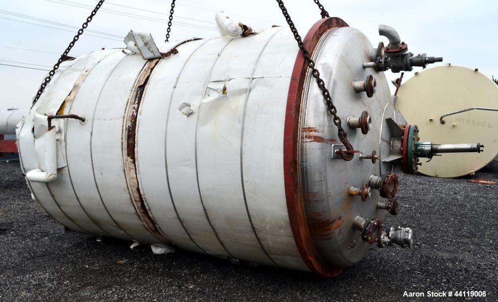 Used Midwest Fabricators Pressure Tank / Reactor, 4500 Gallon, 316 Stainless Steel, Vertical. 96" Diameter x 138" straight side, dished top and bottom. Internal rated 15 psi & Full Vacuum. Tranter st...