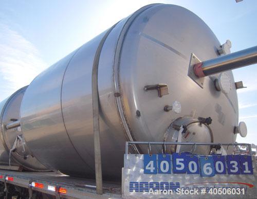 Unused- Mueller Pressure Tank, 2500 Gallon, Model "F", 304L Stainless steel, Vertical. 84" diameter x 96" straight side, dished top and bottom. Internal rated 15 psi at 200 deg.f., and -20 deg.f. at ...