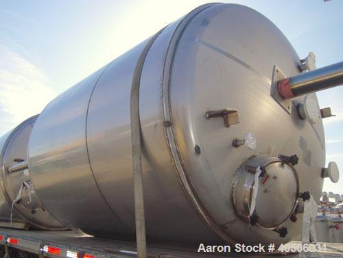 Unused- Mueller Pressure Tank, 2500 Gallon, Model "F", 304L Stainless steel, Vertical. 84" diameter x 96" straight side, dished top and bottom. Internal rated 15 psi at 200 deg.f., and -20 deg.f. at ...