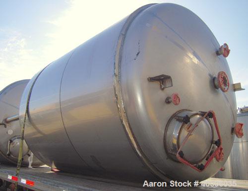 Unused- Mueller Pressure Tank, 2500 Gallon, Model "F", 304L Stainless steel, Vertical. 84" diameter x 96" straight side, dished top and bottom. Internal rated 15 psi at 200 deg.f., and -20 deg.f. at ...