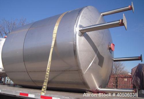 Unused- Mueller Pressure Tank, 2500 Gallon, Model "F", 304L Stainless steel, Vertical. 84" diameter x 96" straight side, dished top and bottom. Internal rated 15 psi at 200 deg.f., and -20 deg.f. at ...