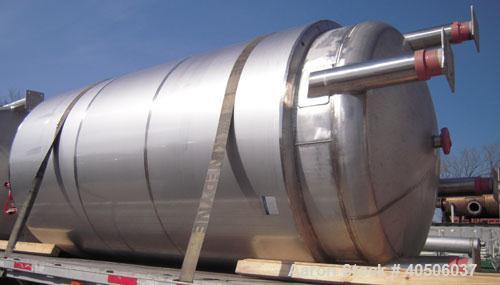 Unused- Mueller Pressure Tank, 2500 Gallon, Model "F", 304L stainless steel, vertical. 72" diameter x 144" straight side, dished top and bottom. Internal rated 30 psi at 350 deg F and -20 deg F at 30...