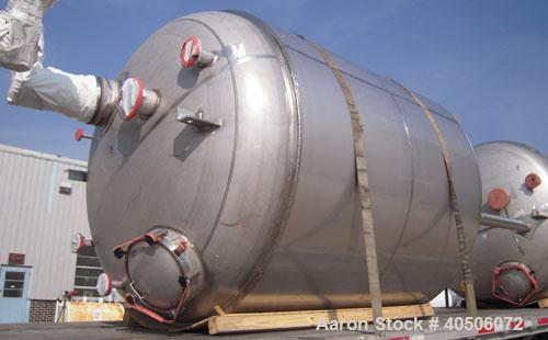 Unused- Mueller Pressure Tank, 2,500 Gallon, Model "F", 304L Stainless steel, Vertical. 90" diameter x 79" straight side, 2:1 elliptical top and bottom. Internal rated 30 psi at 160 deg.f., and -20 d...