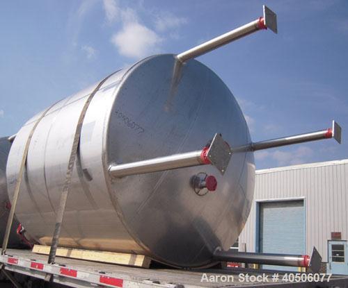 Unused- Mueller Pressure Tank, 2,500 Gallon, Model "F", 304L Stainless steel, Vertical. 90" diameter x 79" straight side, 2:1 elliptical top and bottom. Equipped with a 2 HP agitator.  Serial #357210...