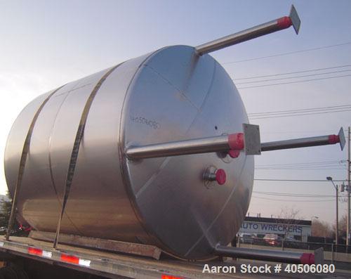 Unused- Mueller Pressure Tank, 2,500 Gallon, Model "F", 304L stainless steel, vertical. 90" diameter x 79" straight side, 2:1 elliptical top and bottom. Internal rated 30 psi at 160 deg F and -20 deg...