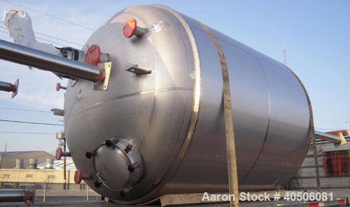 Unused- Mueller Pressure Tank, 2,500 Gallon, Model "F", 304L stainless steel, vertical. 90" diameter x 79" straight side, 2:1 elliptical top and bottom. Internal rated 30 psi at 160 deg F and -20 deg...