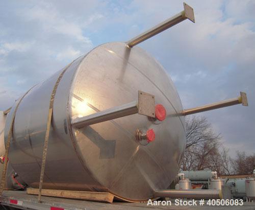 Unused- Mueller Pressure Tank, 2,500 Gallon, Model "F", 304L stainless steel, vertical. 90" diameter x 79" straight side, 2:1 elliptical top and bottom. Internal rated 30 psi at 160 deg F and -20 deg...