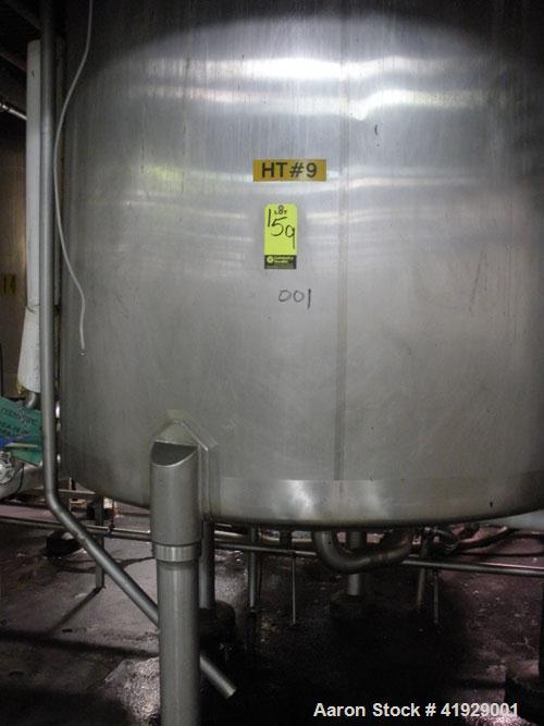 Used Mueller Tank, 2000 Gallon, Model F, Stainless Steel, Vertical. 76" diameter x 106" straight side, dished top and bottom. Openings top (2) 3" tri-clamp, 4" vent, (2) 24" manways with covers. Appr...