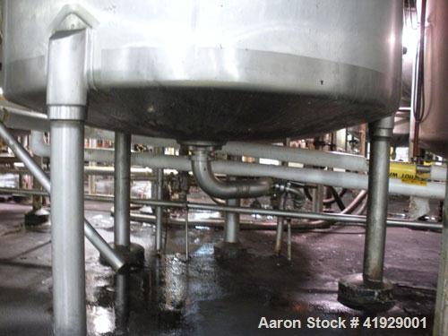 Used Mueller Tank, 2000 Gallon, Model F, Stainless Steel, Vertical. 76" diameter x 106" straight side, dished top and bottom. Openings top (2) 3" tri-clamp, 4" vent, (2) 24" manways with covers. Appr...