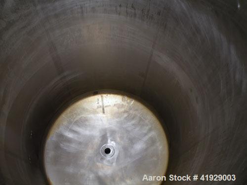 Used Mueller Tank, 2000 Gallon, Model F, Stainless Steel, Vertical. 76" diameter x 106" straight side, dished top and bottom. Openings top (3) 3" tri-clamp, 4" vent, 8" drive (capped), 24" manway wit...