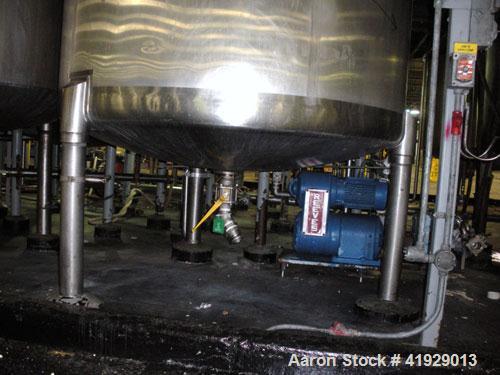 Used Mueller Tank, 2000 Gallon, Model F, Stainless Steel, Vertical. 76" diameter x 106" straight side, dished top and bottom. Off center top entering angled Lightnin manual variable speed agitator, m...