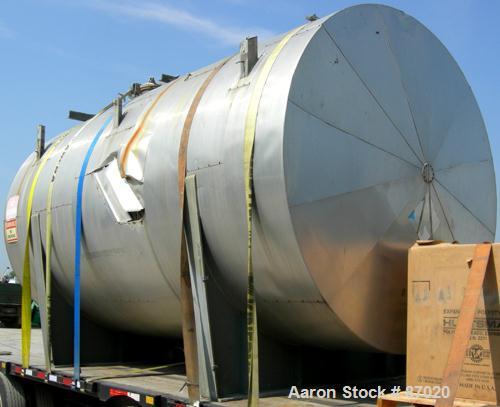 Used Mueller Pressure Tank, 4000 gallon, 316L stainless steel, horizontal. 96" diameter x 154" straight side. Dished heads. 2B finish internal rated 15 psi at 180 deg F. Openings: top 24" manway with...