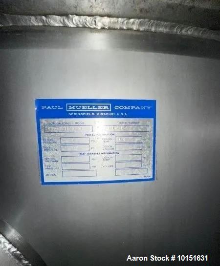 Used Mueller 4,950 Gallon Stainless Steel Tank | Vertical Skirted Process Vessel
