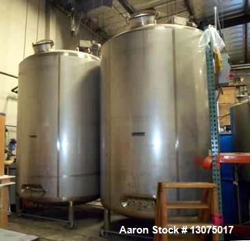 Used- 3,000 Gallon, Stainless Steel, Jacketed Mueller Tanks.