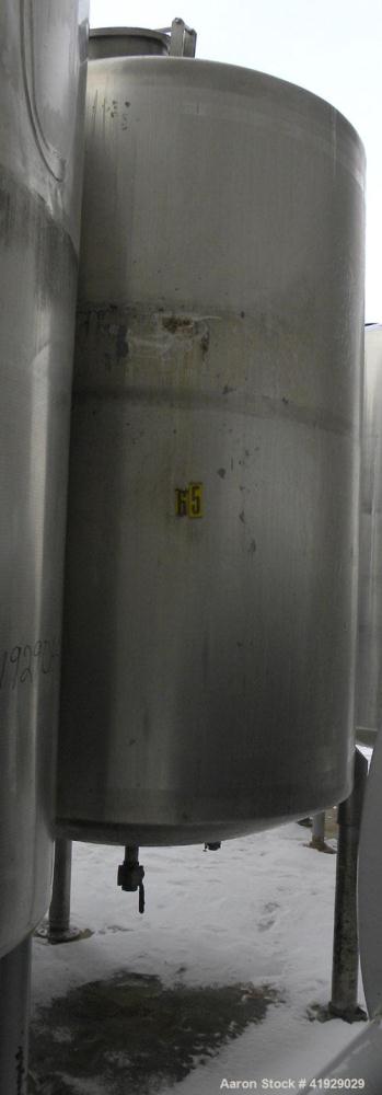 Used Mueller Tank, 2000 Gallon, Model F, 316 Stainless Steel, Vertical. 76" diameter x 106" straight side, dished top and bottom. Off center top entering angled Lightnin manual variable speed agitato...
