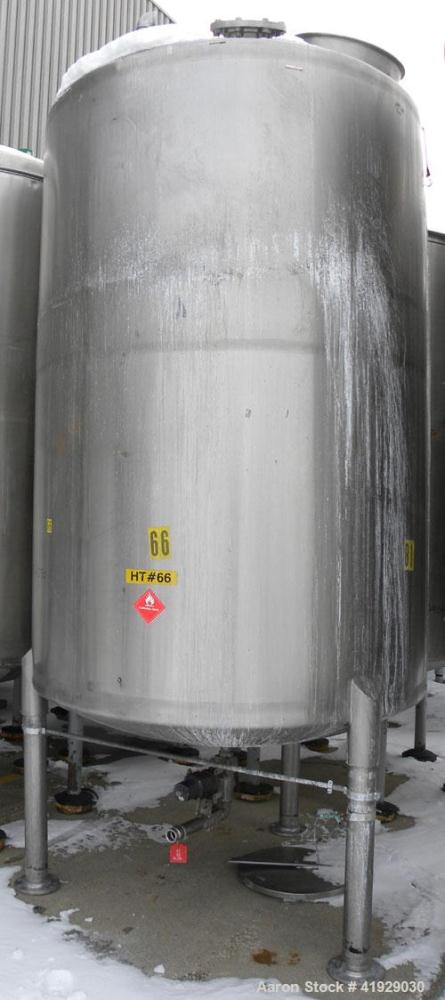 Used Mueller Tank, 2000 Gallon, Model F, 316 Stainless Steel, Vertical. 76" diameter x 106" straight side, dished top and bottom. Off center top entering angled Lightnin manual variable speed agitato...