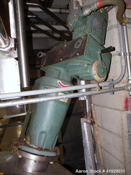 Used Mueller Tank, 2000 Gallon, Model F, Stainless Steel, Vertical. 76" diameter x 106" straight side, dished top and bottom. Off center top entering angled Lightnin manual variable speed agitator, m...