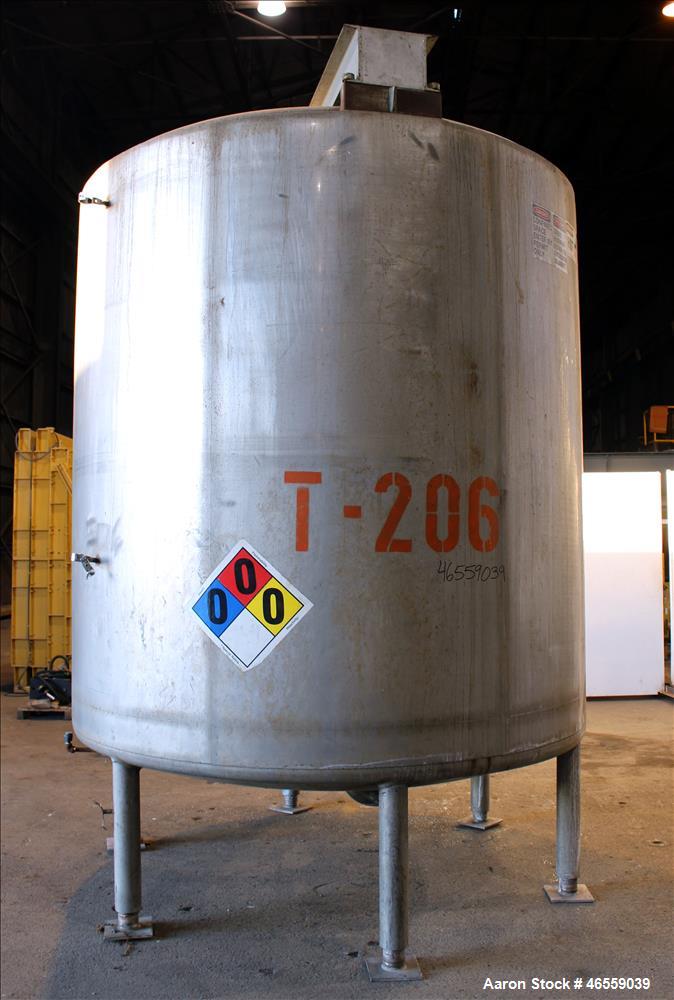 Used Mueller Tank, Approximate 3,500 Gallon, 304 Stainless Steel, Vertical. 304 Stainless steel jacket. Approximate 96" diameter x 102" straight side. Flat welded top, dished bottom. Openings top: 30...