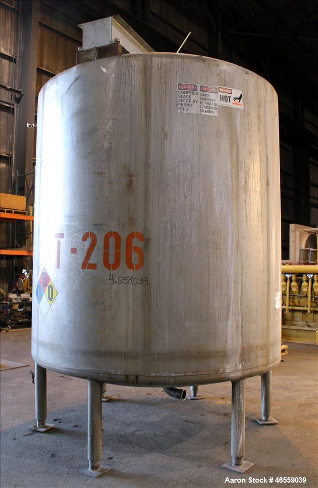 Used Mueller Tank, Approximate 3,500 Gallon, 304 Stainless Steel, Vertical. 304 Stainless steel jacket. Approximate 96" diameter x 102" straight side. Flat welded top, dished bottom. Openings top: 30...