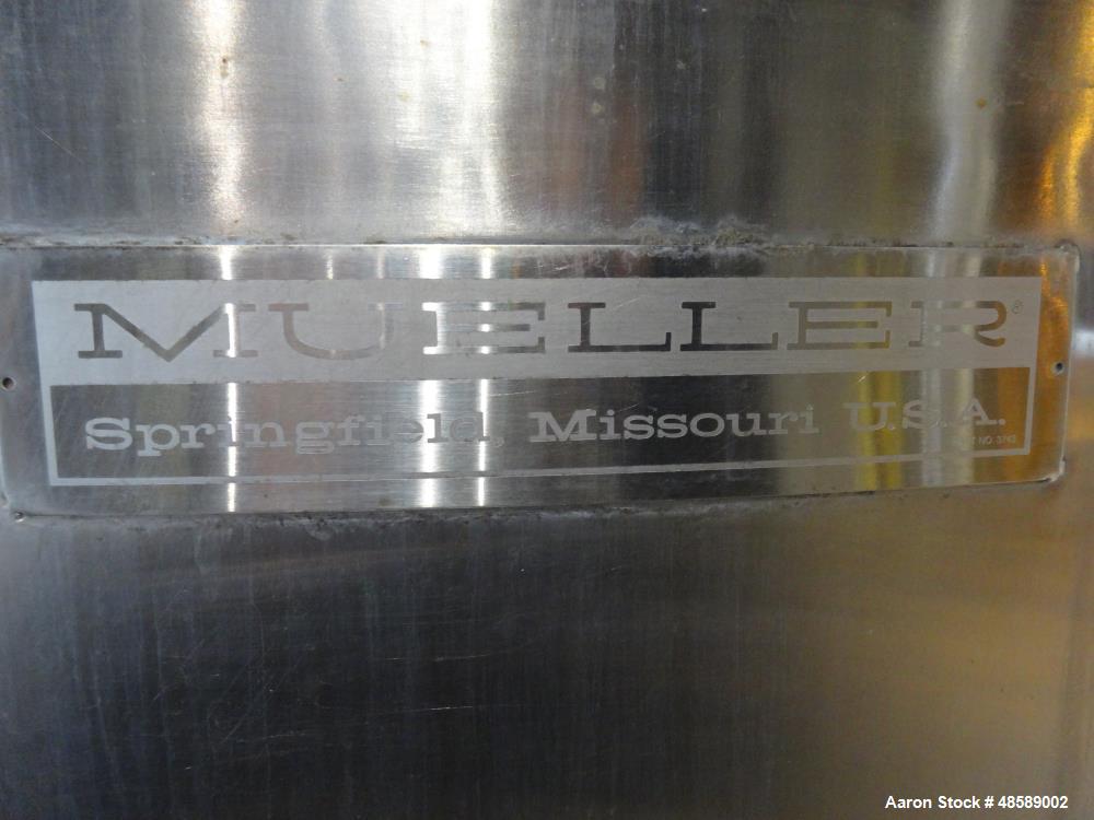 Used Mueller Tank, Approximately 2000 Gallon, 304 Stainless Steel, Vertical.